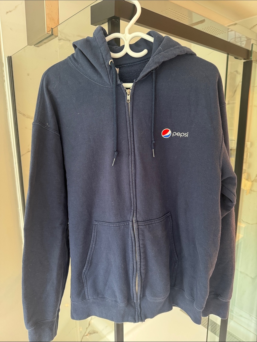 Pepsi Navy Blue Full-Zip Hoodie with Logo